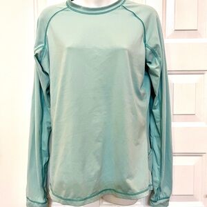 Columbia TITANIUM L Womens Blue Teal Long Sleeve Thumbhole Gym Athletic Top